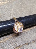 Vtg Gold Over 925 Sterling Silver CZ Center Stone & Baguette Ring Size 6.75 Nice
