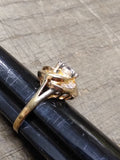 Vtg Gold Over 925 Sterling Silver CZ Center Stone & Baguette Ring Size 6.75 Nice
