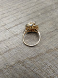 Vtg Gold Over 925 Sterling Silver CZ Center Stone & Baguette Ring Size 6.75 Nice