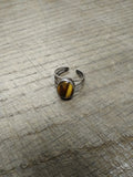 Vtg 925 Sterling Silver Tiger's Eye Oval Stone Ring Adjustable Size Nice!