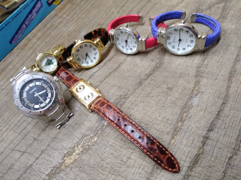 Vtg 6 Pc Ladies Mens Quartz Wrist Watch Lot Terner Benrus 3 x Eikon Christmas