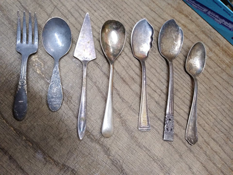 Vtg 7 Pc Silver Plate Flatware Lot Rogers Meriden Community Alvin King Edward