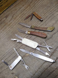 Vtg 6 Piece Folding Pocket Knife Parts Repair & Good Lot Multi Function Barlow