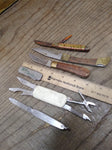 Vtg 6 Piece Folding Pocket Knife Parts Repair & Good Lot Multi Function Barlow