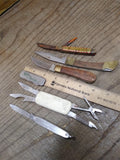 Vtg 6 Piece Folding Pocket Knife Parts Repair & Good Lot Multi Function Barlow