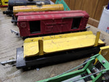 Vtg 9 Piece S Gauge American Flyer Trains Parts Repair Lot Crane Tanker Log Milk