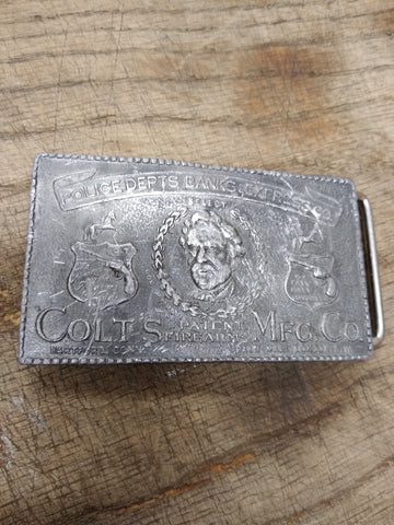 Vtg Colt's MFG Co Patent Firearms 4" x 2" Belt Buckle USA Pall Mall London
