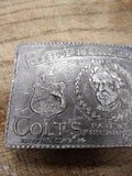 Vtg Colt's MFG Co Patent Firearms 4" x 2" Belt Buckle USA Pall Mall London