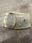 Vtg CRC High Performance Chemicals Brass Belt Buckle 3.5" Dynabuckle Provo Utah