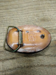 Vtg 1987 Stamped Oval Fireman Saving Girl Leather Belt Buckle 3.25"