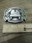Vtg American Firefighters Emblem FD 2 Fire Truck MBCI Belt Buckle 3.25" Sharp!