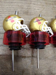 Vtg 4 Pc Lot Captain Morgan Whiskey Football Helmet Liquor Bottle Topper Pourer
