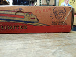 Vtg Mechanicraft Limited Streamlined Metal Wind Up Train w/2 Cars Track Orig Box