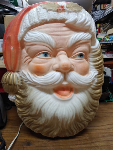 Vtg Lighted Santa Claus Blow Mold 15" Door Wall Hanging Christmas Decoration
