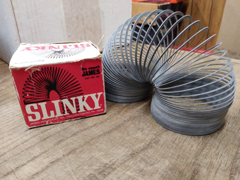 Vtg SLINKY Original Metal Walking Spring Toy by James Industries USA with Box