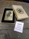 1995 Zippo Marlboro Country Store Bronco Solid Brass Gold Insert Lighter w/Box!