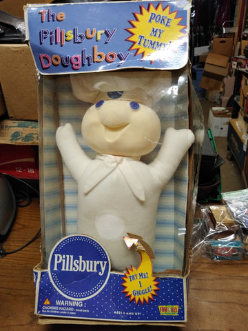 Vtg 1997 Poke My Tummy #41500 Pillsbury Doughboy Giggling Doll w/Box Works Good!