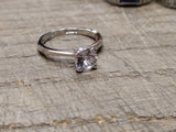 Vtg 925 Sterling Silver AVON Cubic Zirconia Stone Solitaire Ring Size 6.5 Nice!