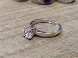 Vtg 925 Sterling Silver AVON Cubic Zirconia Stone Solitaire Ring Size 6.5 Nice!