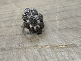 Vtg Women's 925 Sterling Silver with Marcasite Ring Size 6 Nice!