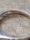 Vtg Women's IPS 925 Sterling Silver Ring w/10mm Pearl 8 Clear Stones Sz 7.5 Nice