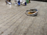 Vtg Womens 925 Sterling Silver & Gold Plated Ring 11 Clear Stones Size 7.25 Nice