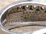 Vtg Womens 925 Sterling Silver & Gold Plated Ring 11 Clear Stones Size 7.25 Nice