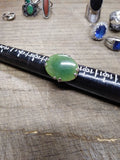 Vtg Women's 925 Sterling Silver Ring w/Large Jade Green Cabochon Size 7 Nice