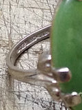 Vtg Women's 925 Sterling Silver Ring w/Large Jade Green Cabochon Size 7 Nice