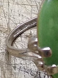 Vtg Women's 925 Sterling Silver Ring w/Large Jade Green Cabochon Size 7 Nice