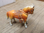 Vtg Diecast Metal Painted Horse with Fancy Saddle and Stirrups 2.5"