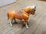 Vtg Diecast Metal Painted Horse with Fancy Saddle and Stirrups 2.5"