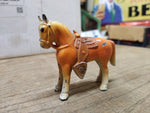 Vtg Diecast Metal Painted Horse with Fancy Saddle and Stirrups 2.5"