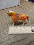 Vtg Diecast Metal Painted Horse with Fancy Saddle and Stirrups 2.5"