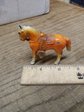 Vtg Diecast Metal Painted Horse with Fancy Saddle and Stirrups 2.5"