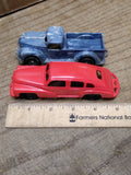 Vtg Ideal Hard Plastic 4 Door Coup and #4 Pickup Truck Lot Made In THE USA!