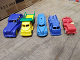 Vtg 5 Piece Hard Plastic Rolls Royce Fire Truck Jeep Lot w/Thomas Tanker Truck