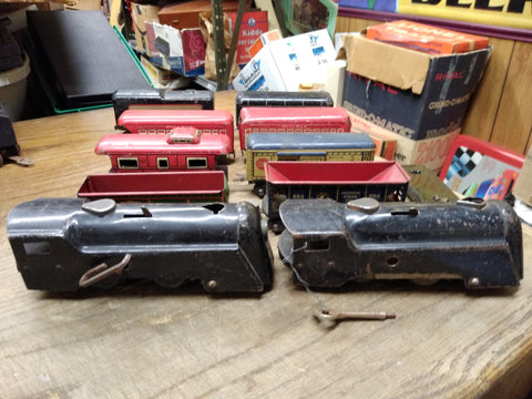Vtg MARX O Gauge Wind Up Train 10 Pc Parts Repair Lot Pullman Rock Island NYC