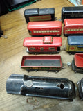 Vtg MARX O Gauge Wind Up Train 10 Pc Parts Repair Lot Pullman Rock Island NYC