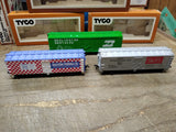 Vtg 3 Pc HO Scale TYCO Box Car Lot Ralston Purina Swift Burlington w/Boxes