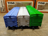 Vtg 3 Pc HO Scale TYCO Box Car Lot Ralston Purina Swift Burlington w/Boxes