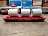 Vtg 4 Pc HO Scale TYCO Lot Silver Streak Caboose Tanker Flat Car Hopper w/Boxes