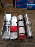 Vtg 4 Pc HO Scale TYCO Lot Silver Streak Caboose Tanker Flat Car Hopper w/Boxes