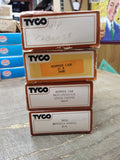 Vtg 4 Pc HO Scale TYCO Lot Union Pacific Caboose & 2 Hoppers Burlington w/Boxes