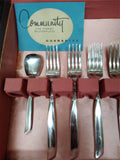 Vtg 54 Pc Community Silver Plated Flatware Set South Seas Pattern w/Wooden Case!