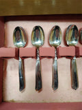 Vtg 54 Pc Community Silver Plated Flatware Set South Seas Pattern w/Wooden Case!