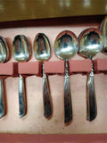 Vtg 54 Pc Community Silver Plated Flatware Set South Seas Pattern w/Wooden Case!