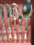 Vtg 54 Pc Community Silver Plated Flatware Set South Seas Pattern w/Wooden Case!