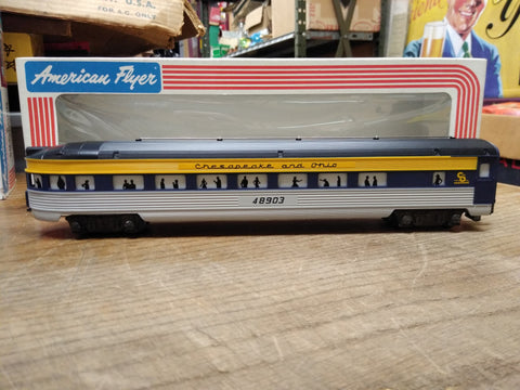 American Flyer Lionel Train S Gauge C & O Lighted Observation Car 6-48903 Minty