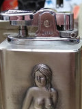 Vtg Risque Woman Gas Table Top Cigarette Lighter Japan Sparks with Original Box!